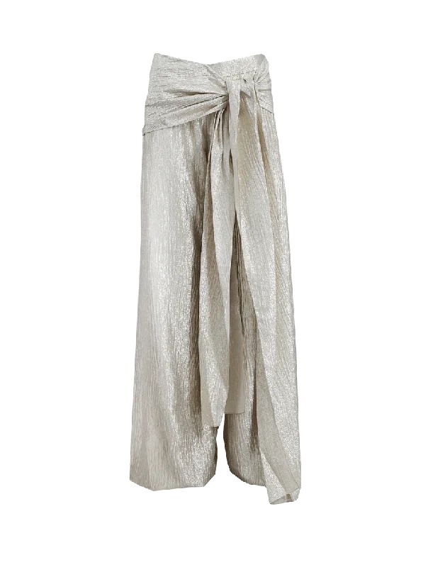 Lamé Palazzo Pant Chic Wool Trousers