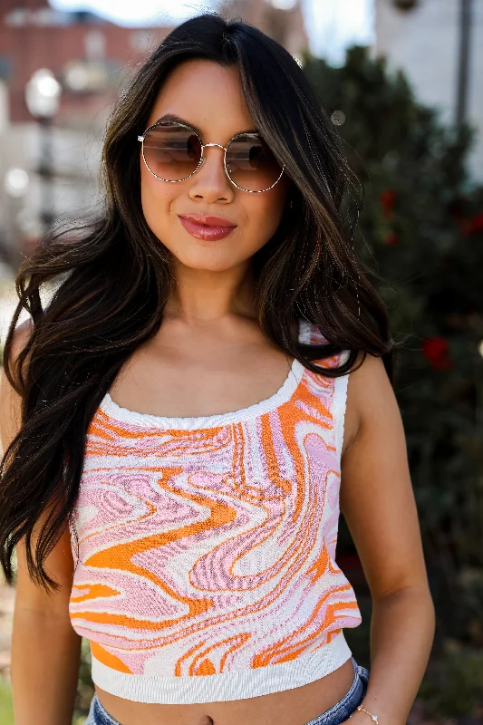 FINAL SALE - Stay Groovy Orange Knit Tank - DU DEAL cropped tank top