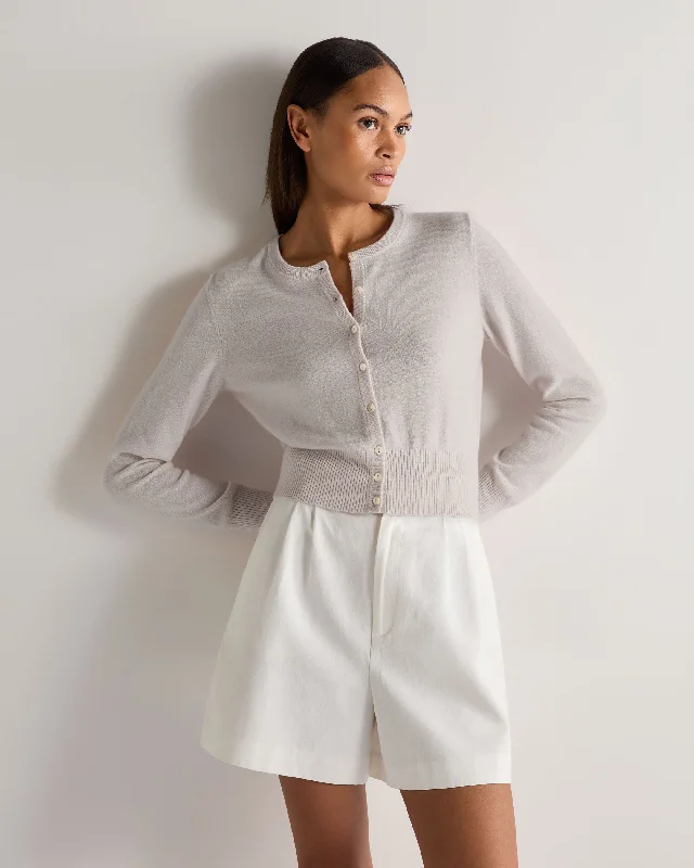 Women's Ivy Cropped Cashmere Cardigan Pebble Grey Machine Wash Dry Clean Hand Wash