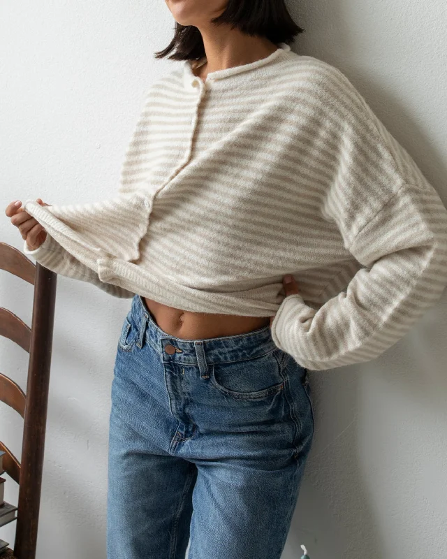 Sunday Stripe Cardigan Layered Multi-layer Single Layer