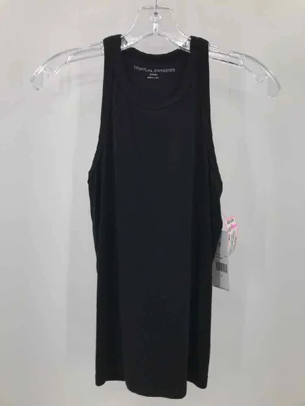 Pre-Owned Spiritual Gangster Black Size Small Tank Top sheer tank top
