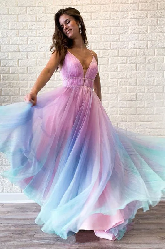 Multi Colored Prom Dress Ombre Party Dress Whit Beading Tunics Spring floral