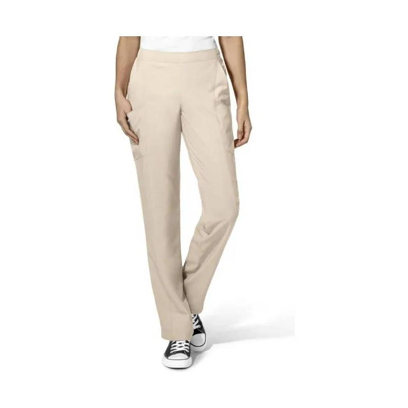 WonderWink Women's Full Elastic Scrubs Pants - Khaki Casual Skinny Fit Pants