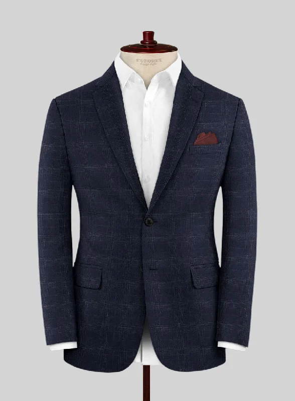 Reda Xime Blue Checks Wool Jacket Chenille Fabric Brocade Fabric Lace Fabric