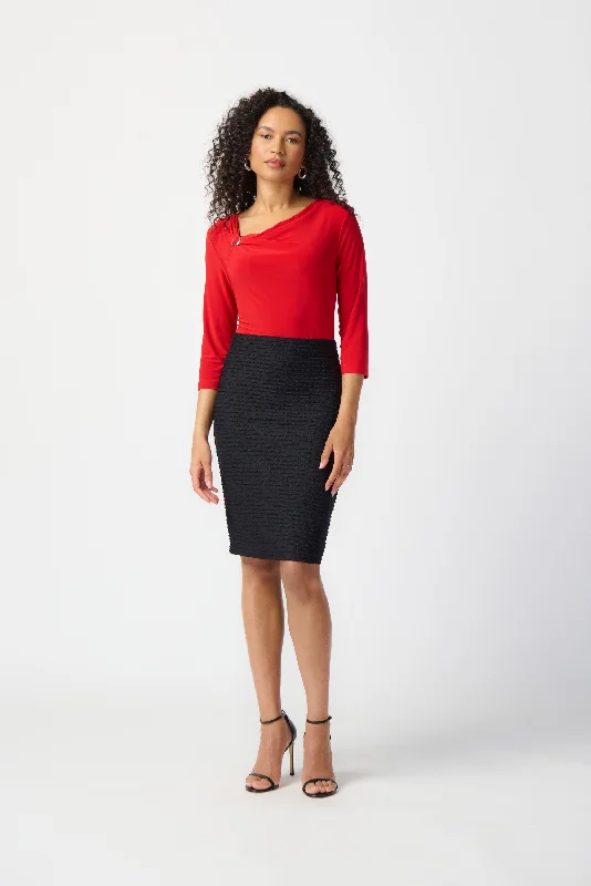 Joseph Ribkoff Jacquard Knit Straight Skirt elastic waist skirt