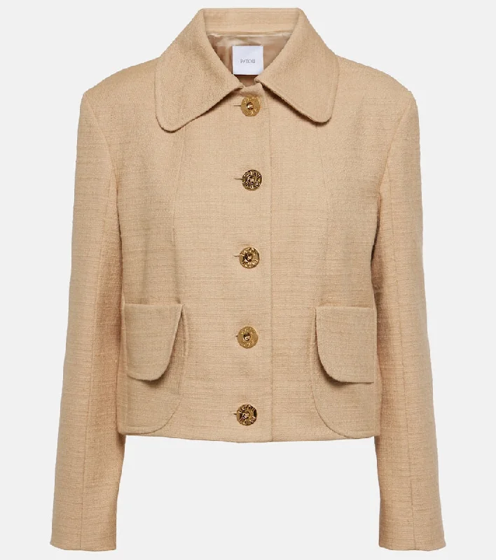 Patou Cotton-blend tweed jacket Elasticated Jacket Padded Jacket Insulated Jacket