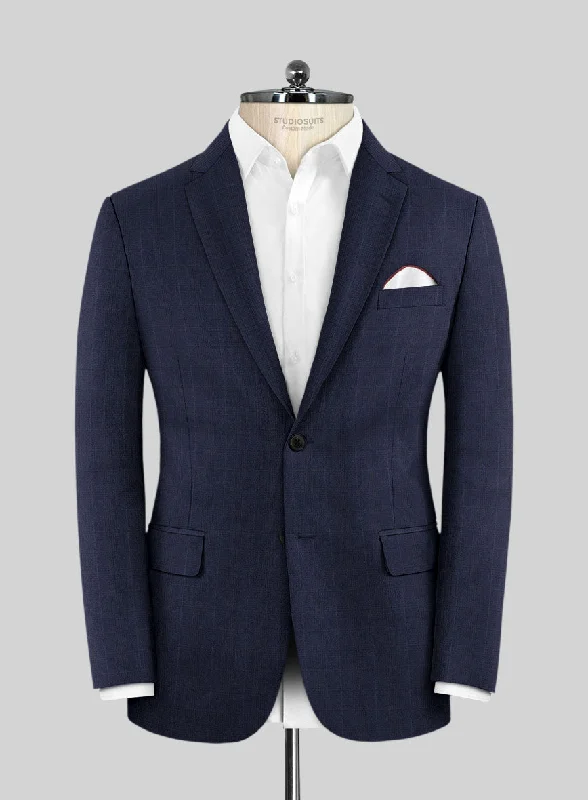 Lanificio Zegna Electa Casiri Blue Checks Wool Jacket Herringbone Jacket Houndstooth Jacket Plaid Jacket