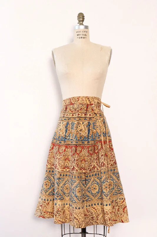 Elephant Block Print Wrap Skirt S-L maxi skirt elegant