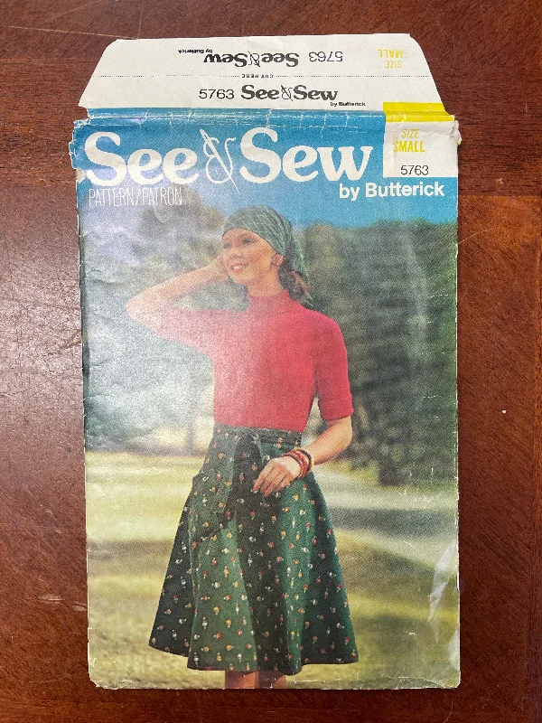 1970's See & Sew 5763 Sewing Pattern - Wrap Skirt linen skirt natural