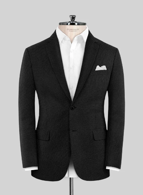 Lanificio Zegna Trofeo Smoky Black Wool Jacket Nylon Fabric Polyester Fabric Spandex Fabric