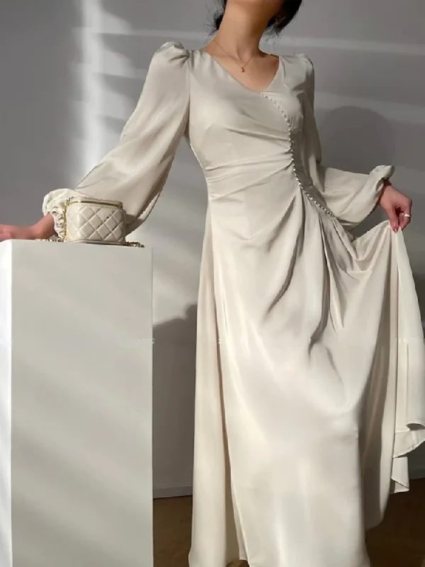 White Long Sleeves A-Line Formal Party Dress,DP1792 Sequined Elegant Party