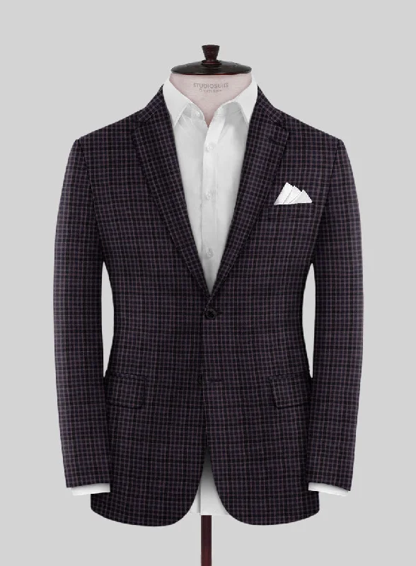 Reda Matio Purple Checks Wool Jacket Hoodie Zip-Up Jacket Button-Up Jacket