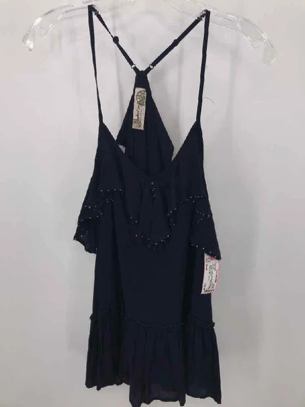 Pre-Owned Free People Navy Size Small Tank Top turquoise tank top
