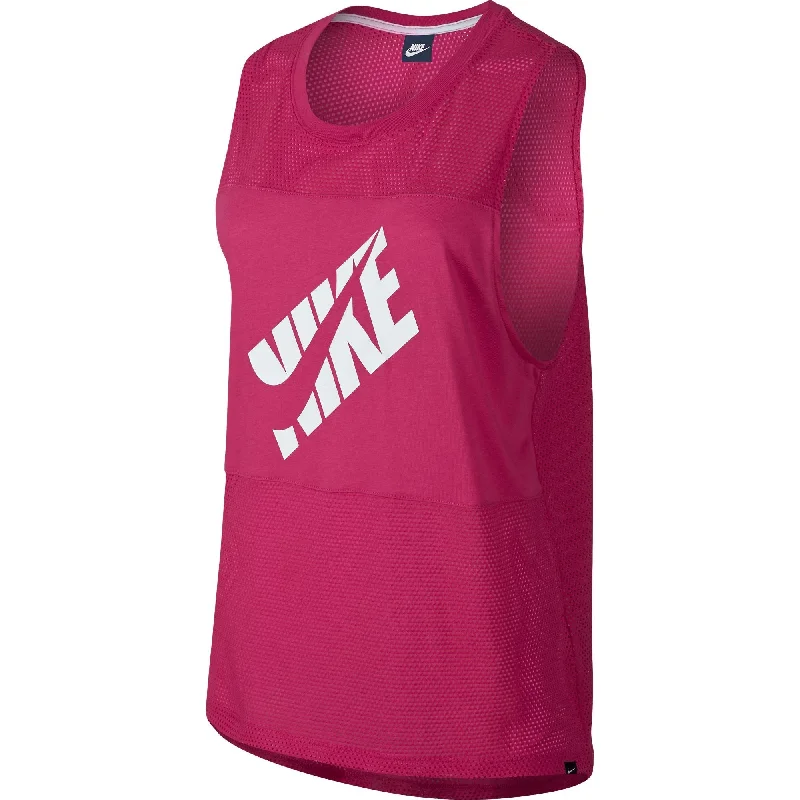 Nike Athletic Women's Tank Top Pink/White stretchy tank top