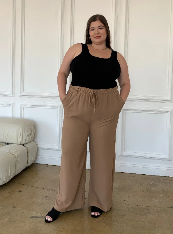 Plus Size Crinkled Chiffon Wide Leg Pants Stylish Casual Pants
