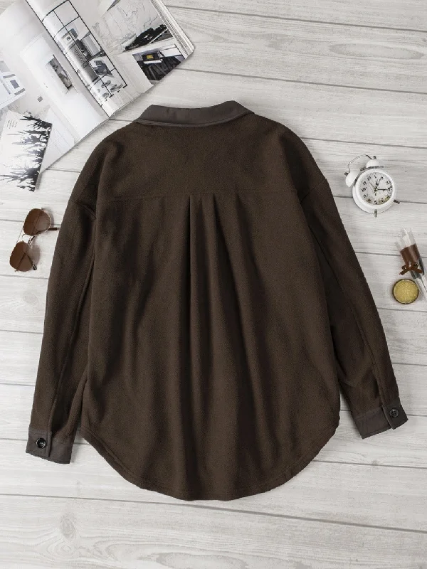 Brown Microfleece Jacket One-Shoulder Jacket Off-the-Shoulder Jacket Asymmetrical Jacket