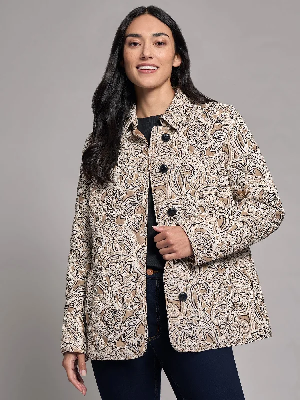 Five-Button Print Quilted Jacket Denim Jacket Leather Jacket Suede Jacket