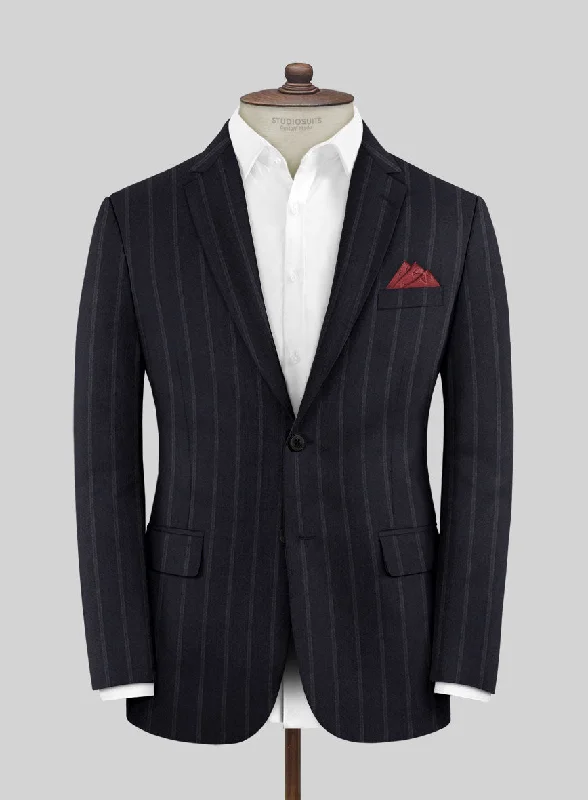 Lanificio Zegna Loop Dovana Blue Stripe Wool Jacket Wool Fabric Cashmere Fabric Tweed Fabric