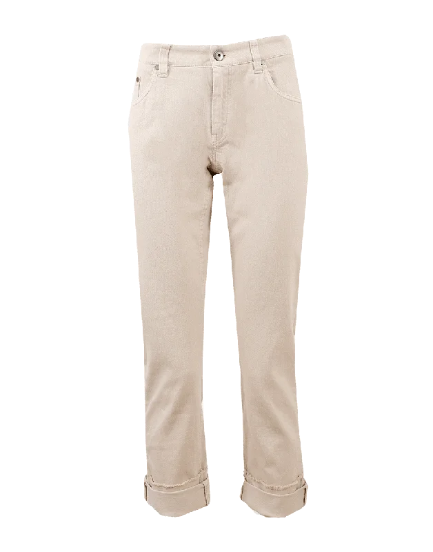 Cuff Boyfriend Pant Casual Plaid Pants
