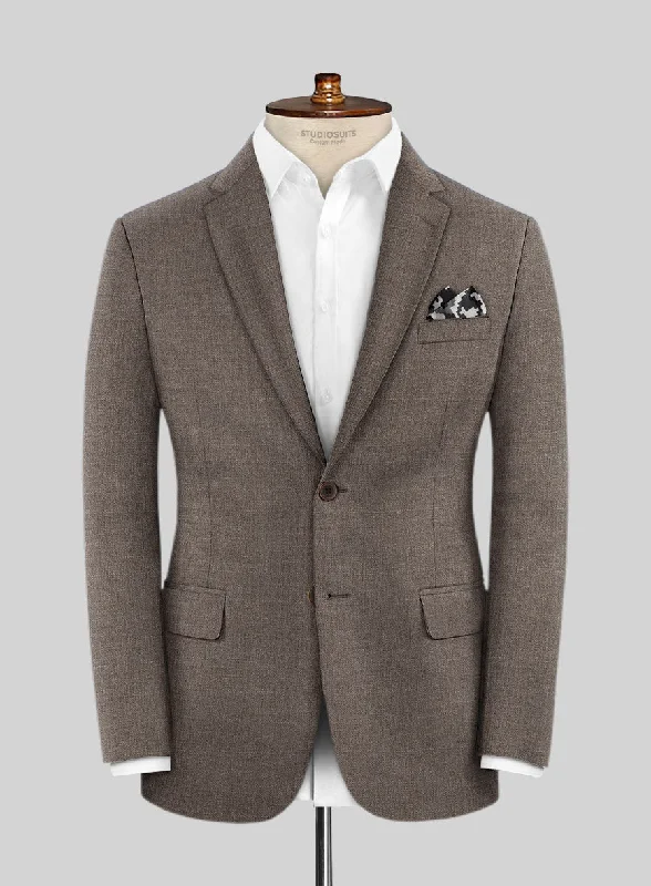 Lanificio Zegna Trofeo Mud Brown Wool Jacket Snapped Jacket Toggled Jacket Drawstring Jacket