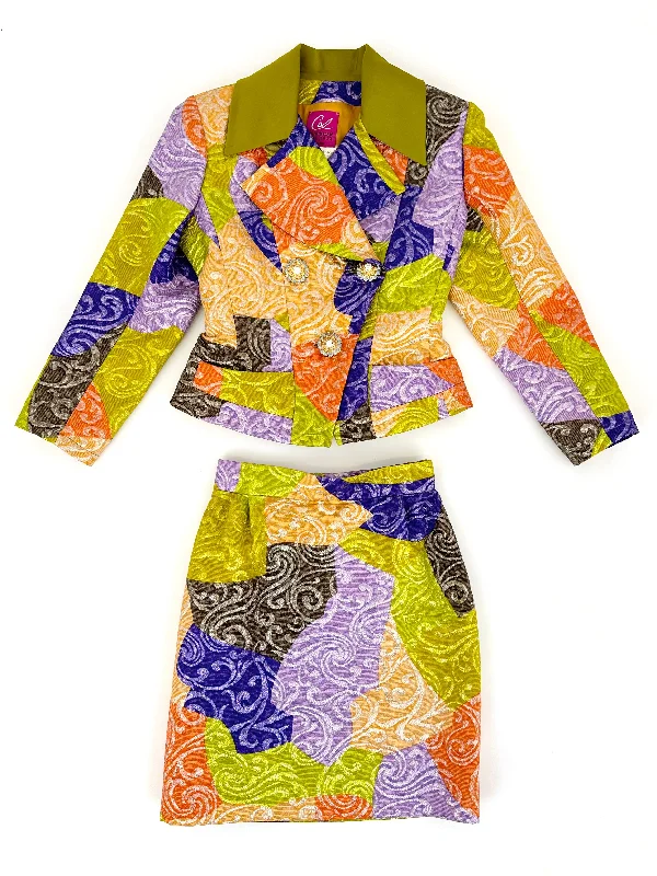 90s Christian Lacroix Brocade Rhinestone Skirt Set lace skirt elegant