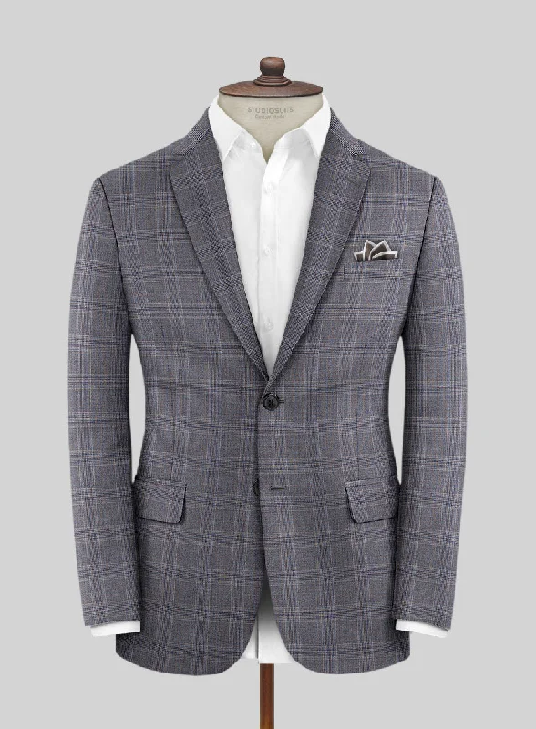 Lanificio Zegna Traveller Valen Blue Checks Wool Jacket Jersey Jacket Tulle Jacket Batik Jacket
