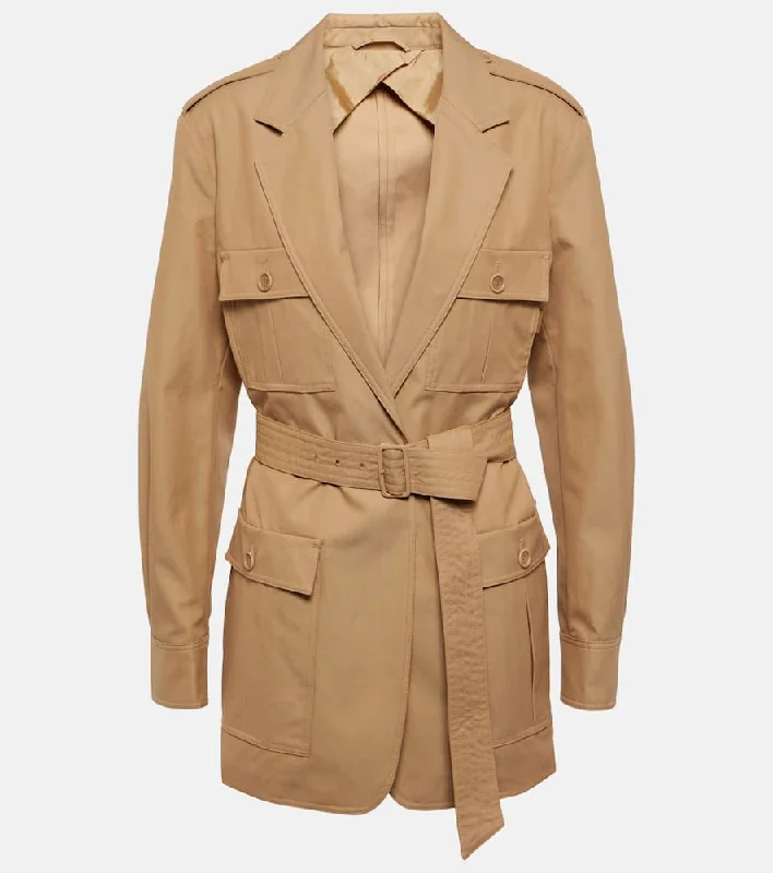 Max Mara Pacos belted cotton canvas jacket Chenille Jacket Brocade Jacket Lace Jacket