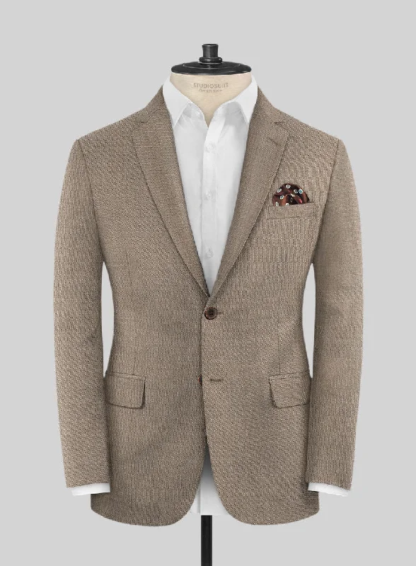 Lanificio Zegna Trofeo Sharkskin Brown Wool Jacket Faux Fur Fabric Real Fur Fabric Shearling Fabric