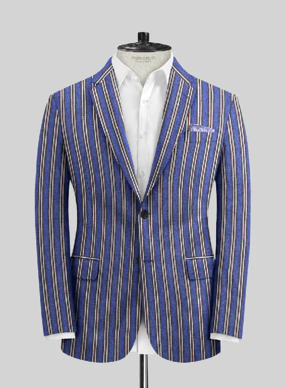 Solbiati Varlli Stripe Linen Jacket Embroidered Jacket Appliqued Jacket Beaded Jacket