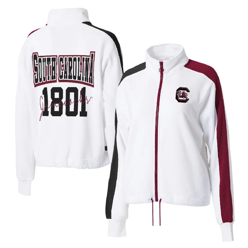 WHITE CAROLINA GAMECOCKS ERIN ANDREWS TRACK JACKET Striped Jacket Polka Dot Jacket Floral Jacket