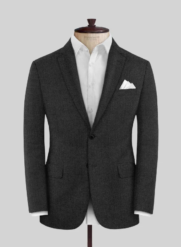 Reda Flexo Charcoal Wool Jacket Stand-Up Collar Roll-Neck Collar Turtle Neck