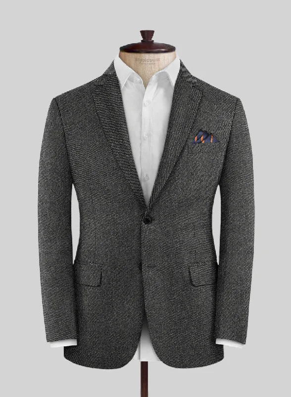 Reda Rovy Gray Wool Jacket Denim Fabric Leather Fabric Suede Fabric