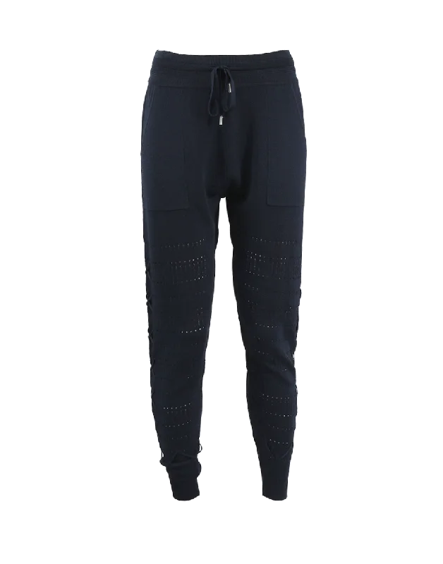 Lace Pointelle Knit Pant Fashionable Jogger Pants