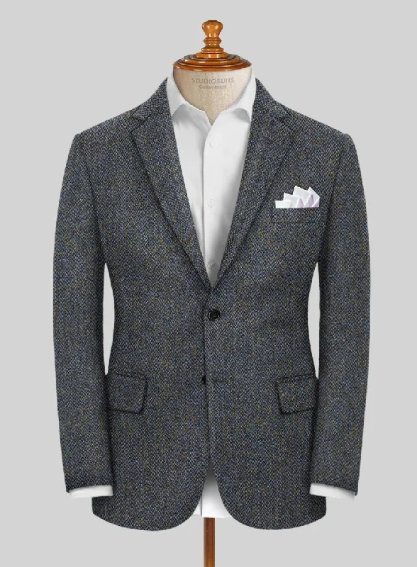 Harris Tweed Barley Blue Jacket Hooded Jacket Caped Jacket Shawl Collar Jacket