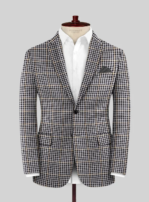 Reda Matio Black Checks Wool Jacket Denim Jacket Leather Jacket Suede Jacket