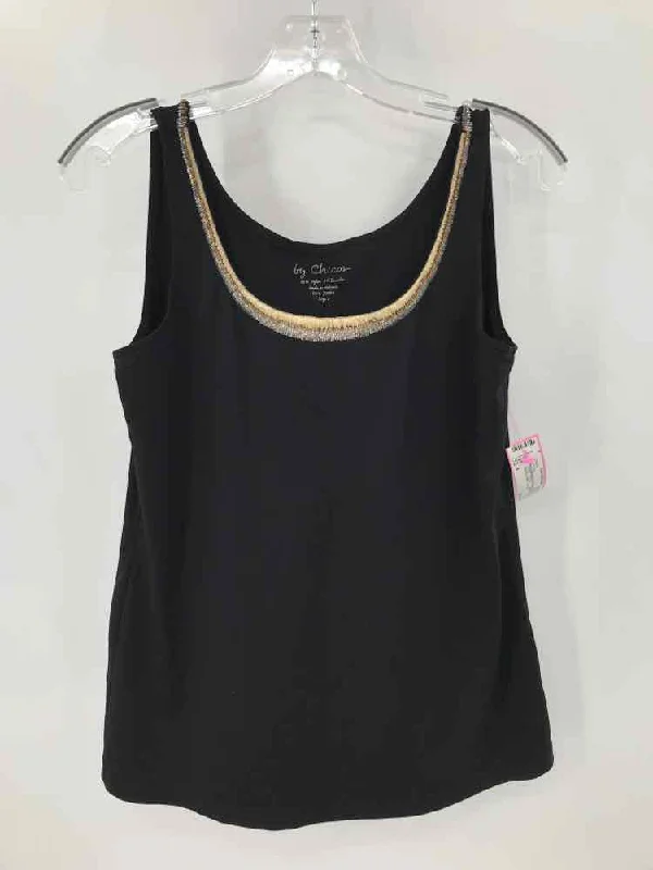 Pre-Owned Chico's Black Size 6 Beaded Tank Top cotton tank top