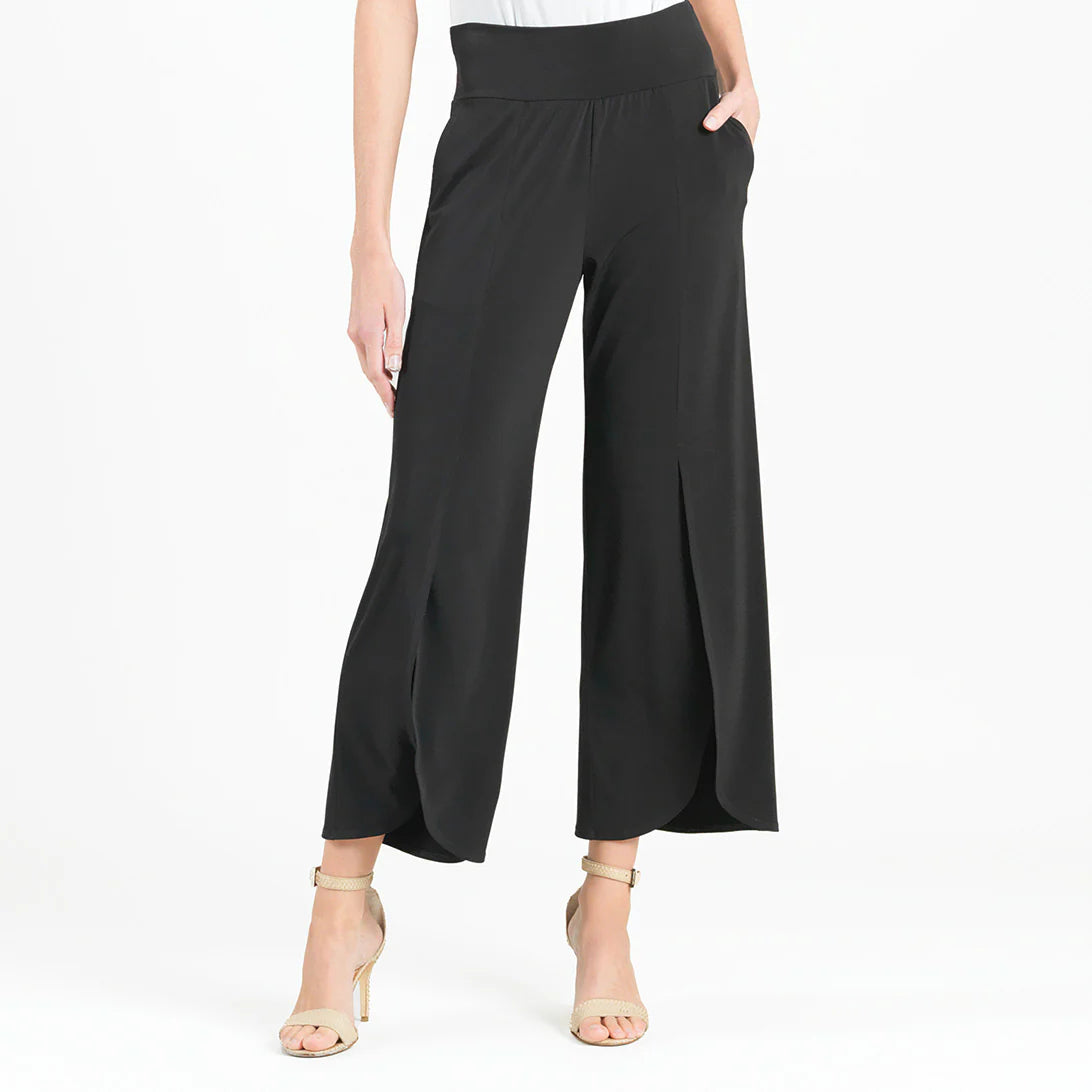 Front Slit Ankle Petal Pant - Black Modern Bootcut Pants