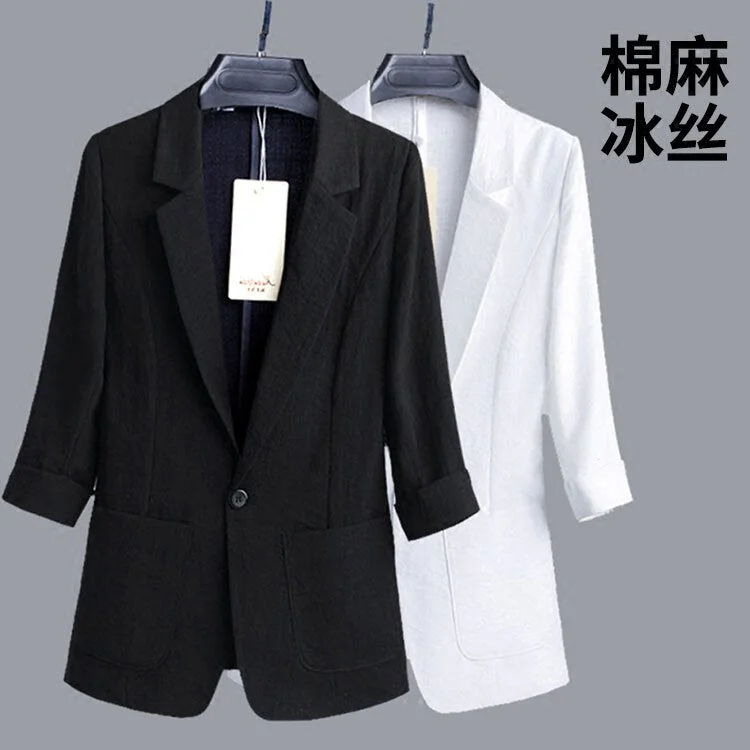 Blazer Women ICE Cotton Suit Female Spring/Summer Casual Suit Jacket Female Veste Femme Embroidered Jacket Appliqued Jacket Beaded Jacket