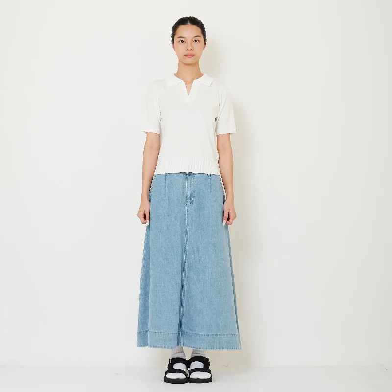 Women Denim Midi Skirt - Light Blue - SW2412236A lace skirt romantic