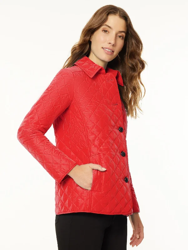 Five-Button Quilted Jacket Satin Jacket Silk Jacket Chiffon Jacket