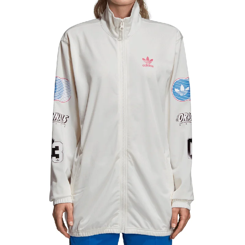Adidas Originals Women's Athletic Track Jacket Chalk White/Red/Blue Insulated Jacket Fitted Jacket Loose Jacket