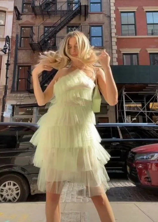 Light Sage Halter Tulle Tiered Party Dress Homecoming Dress,DP1759 Tunics Canvas sturdy