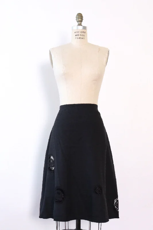 Jacquard Flare Lace Inset Skirt M/L linen skirt light