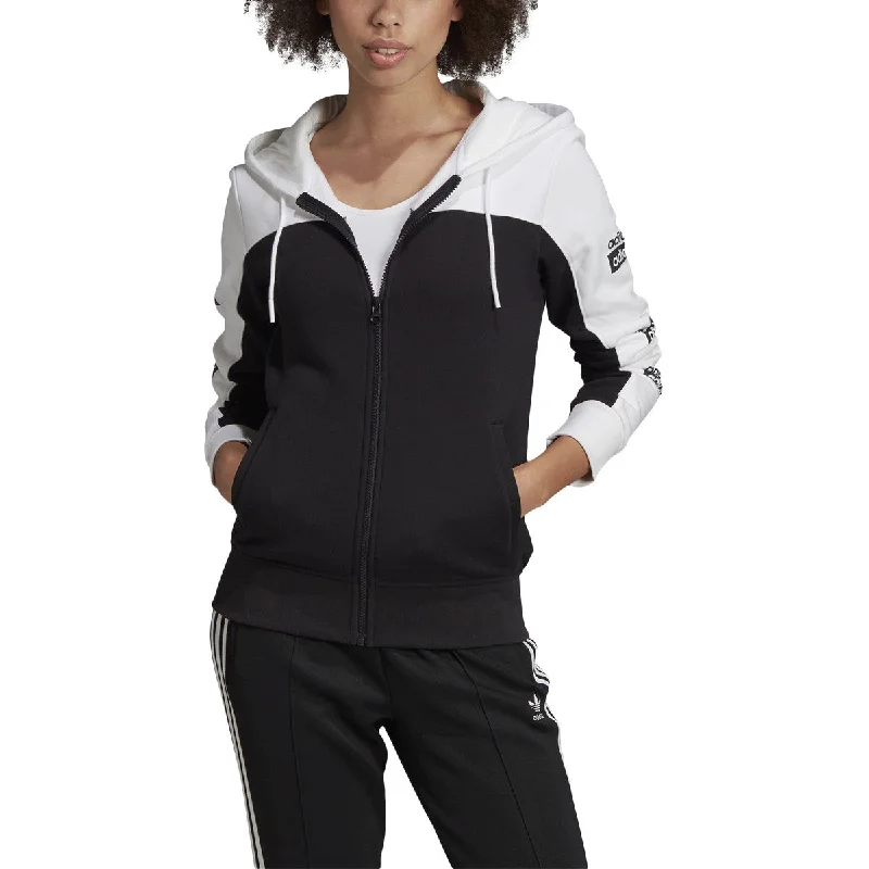 Adidas Women's Originals Logo Track Jacket White-Black Notch Collar Jacket Peter Pan Collar Jacket Cowl Neck Jacket