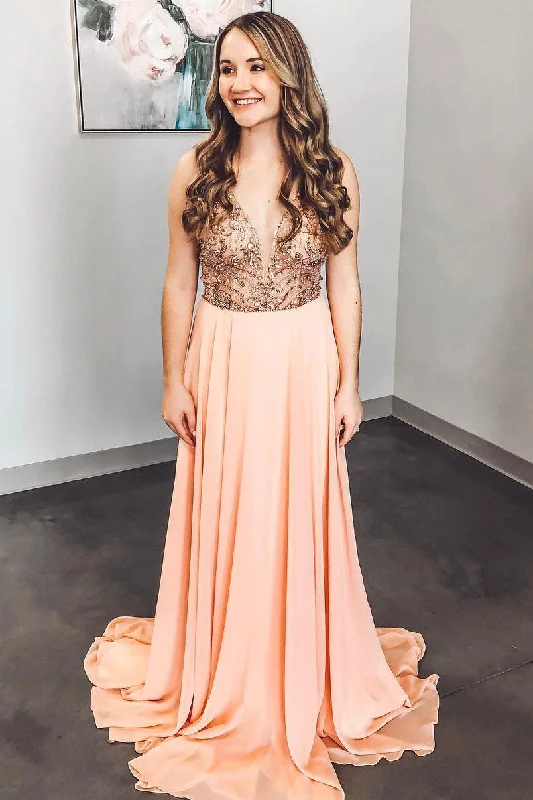 Spaghetti Straps A Line Beaded Prom Dress, Junior Party Dress OKJ77 Tunics Top Casual