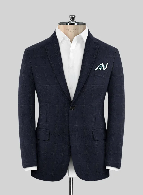 Reda Martes Blue Checks Wool Jacket Fitted Jacket Loose Jacket Oversized Jacket