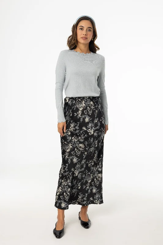 Multi Floral Printed Slip Skirt wool skirt warm