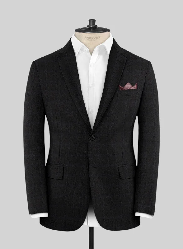 Lanificio Zegna Electa Corta Black Checks Wool Jacket Notch Collar Jacket Peter Pan Collar Jacket Cowl Neck Jacket