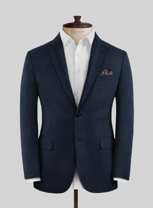 Fresco Island Blue Wool Jacket Front Pockets Side Pockets Patch Pockets