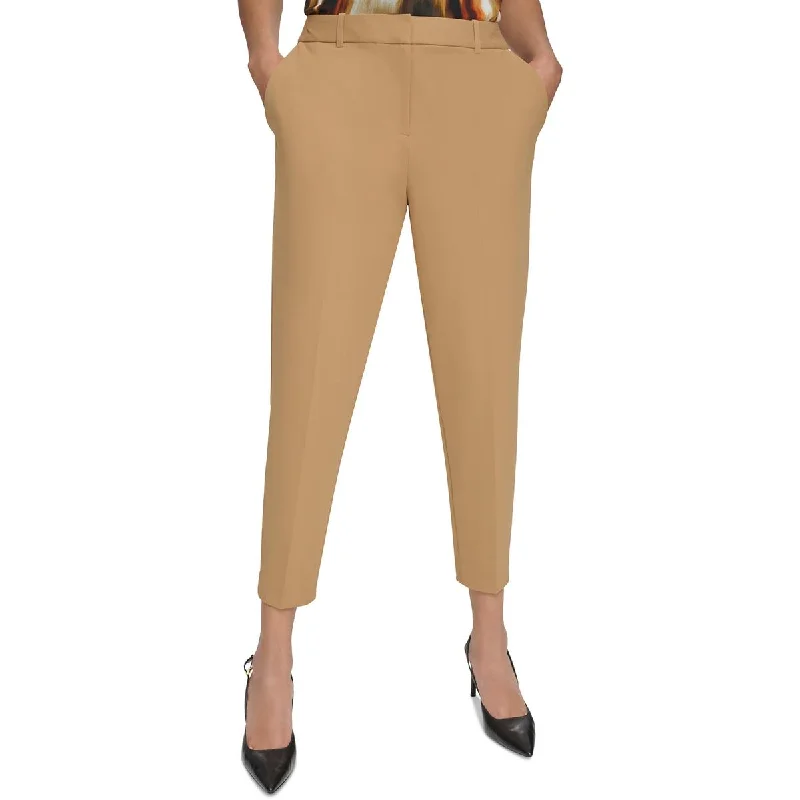 Calvin Klein Womens Solid  Ankle Pants Lightweight Linen Pants
